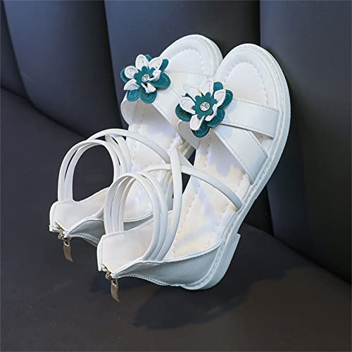 Girls Floral Roman Sandals Summer Flat Open Toe Ankle Sandals With Heel Zipper For Little/Big Kids Girls Sandlas2