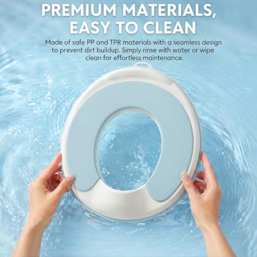 Potty Training Toilet Seat – Non Slip Kids Toilet Seat with Splash Guard, Portable Toddler Seat Fits U Shape V Shape Round Toilets, No Installation Required(Blue) - Image 6