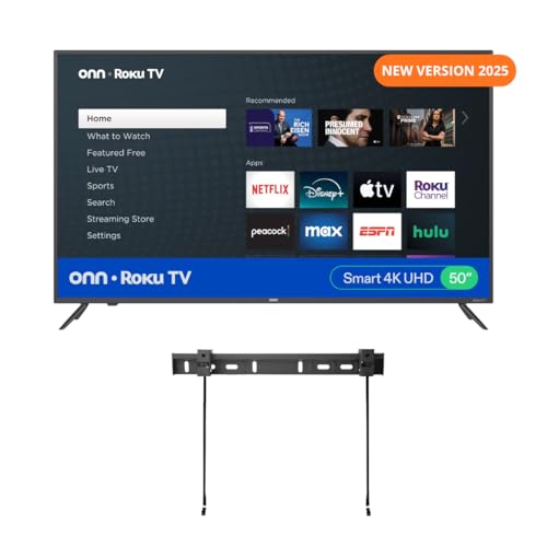 ONN 50-Inch Class 4k HDR10+ Smart TV + Free Wall Mount with Wi-Fi Connectivity and Mobile App | Flat...