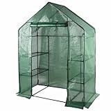 Porta avvolgibile con cerniera: ideale per mantenere il giusto clima all'interno; 4 mensole interne in ferro per l'organizzazione dei vasi