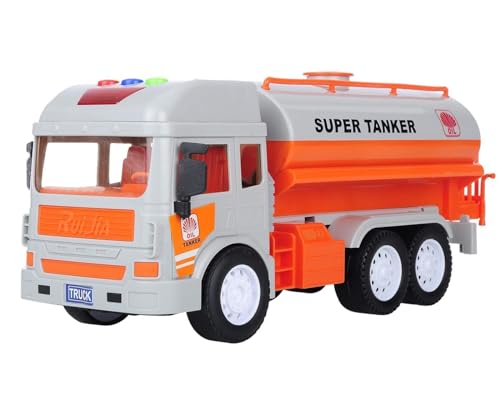 Image of Super Tanker Truck Toy, Pull Back Vehicles Toy for Kids, Friction Power Toy Trucks for 3+ Years Old Boys and Girls, Light & Sound Truck Toy for Kids (Multicolor)