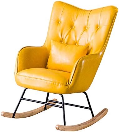 Teerwere Rocking Chair Recliner Rocking Chair Living Room Bedroom Balcony Lounge Chair & Metal Legs for Backyard Or Balcony Rocking Chair Outdoor (Color : Yellow, Size : 95x80x66cm)