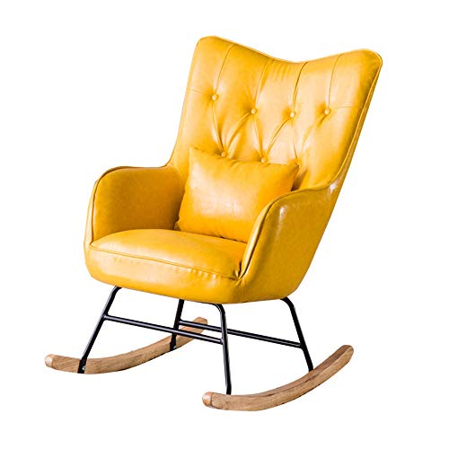 Teerwere Rocking Chair Recliner Rocking Chair Living Room Bedroom Balcony Lounge Chair & Metal Legs For Backyard Or Balcony Rocking Chair Outdoor (Color : Yellow, Size : 95X80X66Cm) #TOP1