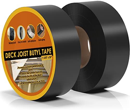 Deck Joist Tape for Decking 1-5/8" x 50', 2 Rolls Waterproof and Anti-Corrosion Deck Joist Flashing Tape for Top of Joists, Rim Joists, Under Joists and Beams