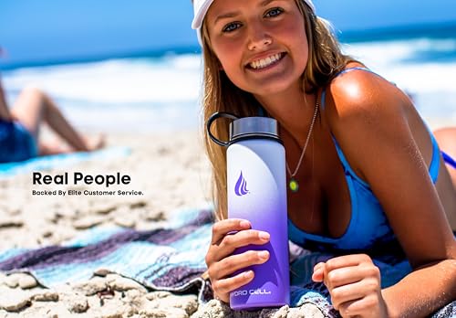 Image of HYDRO CELL Stainless Steel Insulated Water Bottle with Straw - For Cold & Hot Drinks - Metal Vacuum Flask with Screw Cap and Modern Leakproof Sport Thermos for Adults (Lavender /White 24oz)