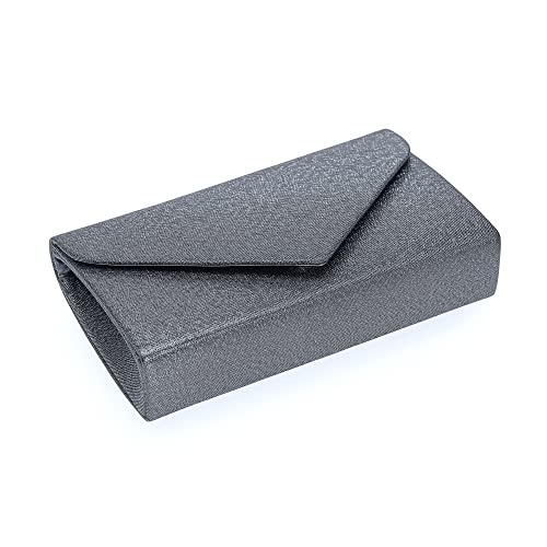Image of IXEBELLA Women PU Clutch Glittering Evening Bag Formal Handbag Wedding Cocktail Prom Party Purse (Pewter)