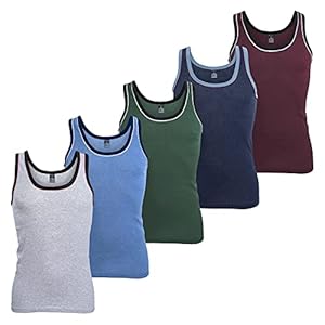 MT Heren Melange Tank Top (5-pack), katoen fijn geribbeld onderhemd zonder mouwen