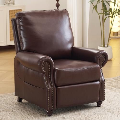 Pushback Recliner Chair with Massage and Heat, Breathable Leather Recliner