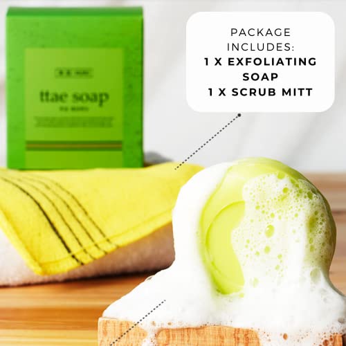 Exfoliating Body Scrub Soap With Korean Exfoliating Mitt - Foaming, Brightening Body Scrubs For Women Exfoliation - Body Exfoliator Sensitive Skin, Dry Skin Men (1 Pack) #TOP4