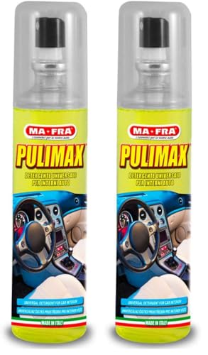 Mafra, Pulimax, 150ml, Spray Nettoyant Universel pour l'intérieur des Voitures, Efficace pour Rénover les Tissus et les Plastiques, les Couleurs des Sièges et éliminer les Mauvaises odeurs (Lot de 2)