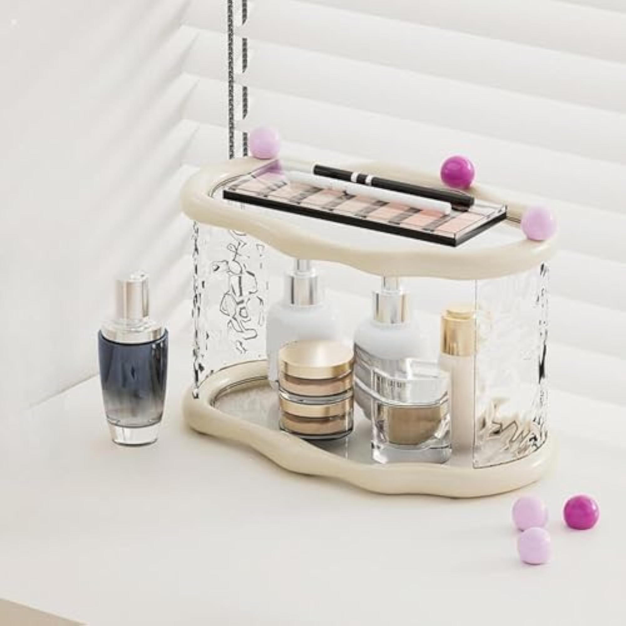 White Perfume Display Rack for Makeup Organizer