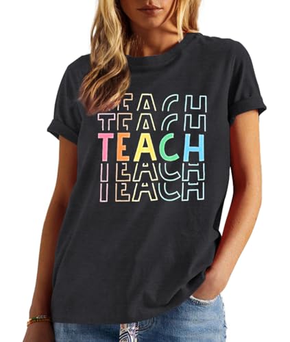 Teacher Shirts for Women Funny Teacher Shirts Vintage Teacher Letter Print Graphic Tshirt Teacher Gifts Top T Shirt3