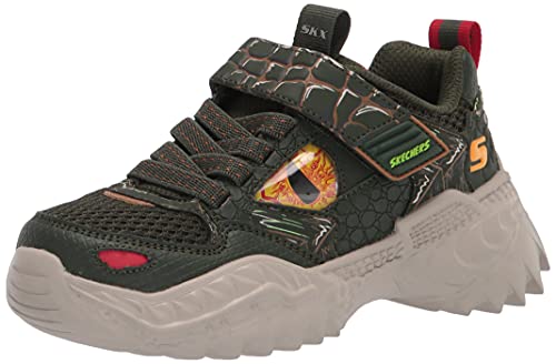 Skechers Kids Boy's 402235L Sneaker, Olive/Brown, 4 Big Kid