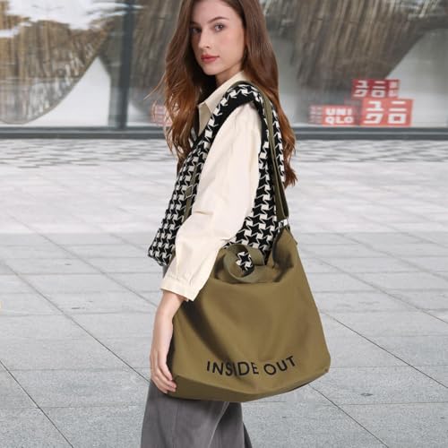 Image of Canvas Tote Bag For Women inside out bag Crossbody Handbag with Adjustable Strap and Coin Purse for Work,Travel,Grocery