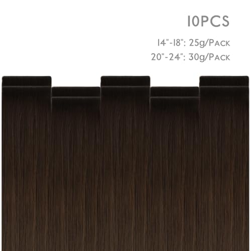 Image of WENNALIFE Invisi Edge Tape in Hair Extensions Human Hair,#1 /2 /4,24 Inch | 24 Inch 30g 10pcs Ombre Dark Brown to Light Chestnut Brown Invisi Remy Hair Natural Seamless Injected Tape Ins Straight