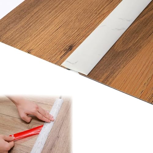 Rubber Floor Transition Joint Strip self-Adhesive Covering Gap Connecting(White Texture,500cm/16.4ft)