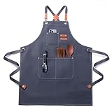 Résistant et durable: Le tissu en toile de coton respirante résiste à la chaleur, à l’usure et aux taches. Idéal pour cuisiner, pâtisser, peindre ou faire un barbecue. Un tablier de cuisine pratique pour toutes les activités.