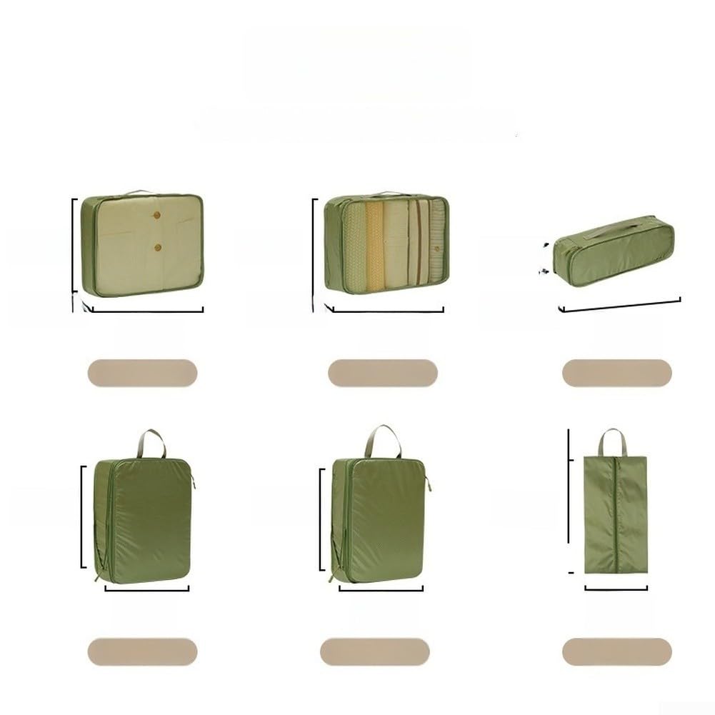 Packwürfel Kofferorganizer Set, Wasserdichte Kompressionsbeutel für Reisen, Kleider Organizer mit Schuhbeutel, mit Mesh-Einsätzen(A)
