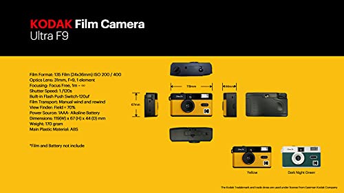 Photo Buying - Kodak F9 Reusable Ultra 35Mm Film Camera, Wide Angle, Build In Flash And Compatible With Color Negative Or Black White (Film Battery Not Included) By Corex (Yellow) #TOP4