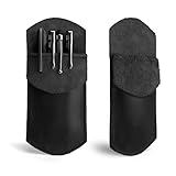 Hide & Drink, Durable Leather Pocket Protector/Pencil Pouch/Office & Work Essentials Pen Holder Handmade :: Charcoal Black