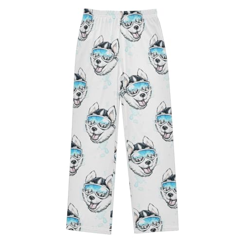 Boys' Pants Skier Husky Dog Long Bottoms Jogger Pants Elastic Waist Trousers with Pockets S-XL