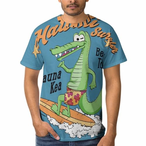 Surf sur les dinosaures homme t-shirts col rond mode décontractée été manches courtes