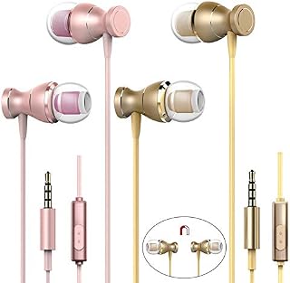 2 Packs Magnetic Earbud Headphones with Remote & Microphone, DaKuan in Ear Earphone