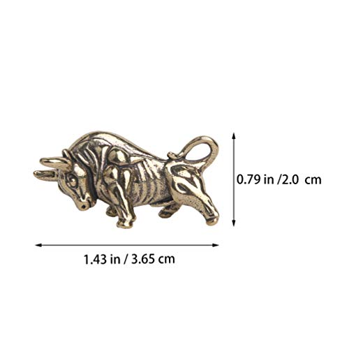 Wakauto Chaveiro Bull Brass com 2 peças de latão e pingente de vaca do zodíaco com pingente de latão