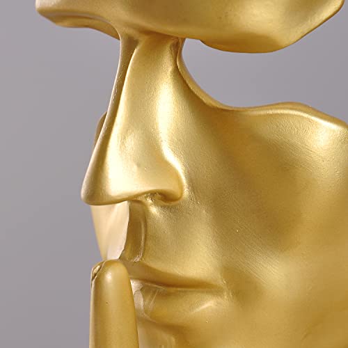 The Thinker Statue, Silence Is Gold Sculpture, Resin Men Face Figurines, Abstract Figurine Sculptures For Entrance, Home, Office, Piano Décor - Gold #TOP3