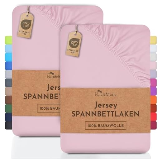 NatureMark 2er Pack Jersey Spannbettlaken, Spannbetttuch 100% Baumwolle in vielen Größen und Farben MARKENQUALITÄT ÖKOTEX Standard 100 | 90 x 200 cm - 100 x 200 cm - rosa