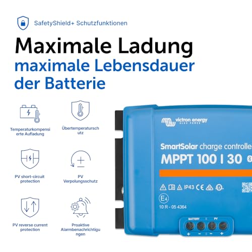 Victron Energy SmartSolar MPPT Laderegler - Solar Laderegler (Bluetooth) - 100V 30 Amp 12/24-Volt