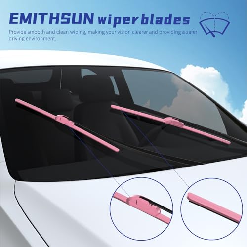 Image of OEM QUALITY 26 inch + 20 inch Premium All-Seasons Durable Stable And Quiet Pink Windshield Wiper Blades (Set of 2)