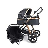 [page_title]-Pixini Kinderwagen-Set Arizona Luxe mit Babyschale (schwarz/gold)
