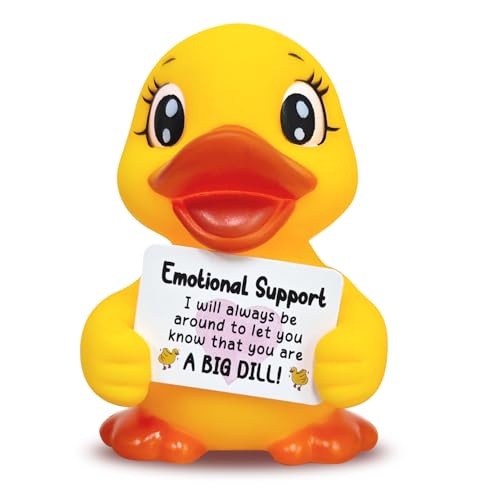 Positive Emotional Support Rubber Duck – Uplifting Birthday Gift, Cute Motivational Desk Decor with Encouragement Cards for Friends, Coworkers,Graduation,Valentine's Day, (Yellow)