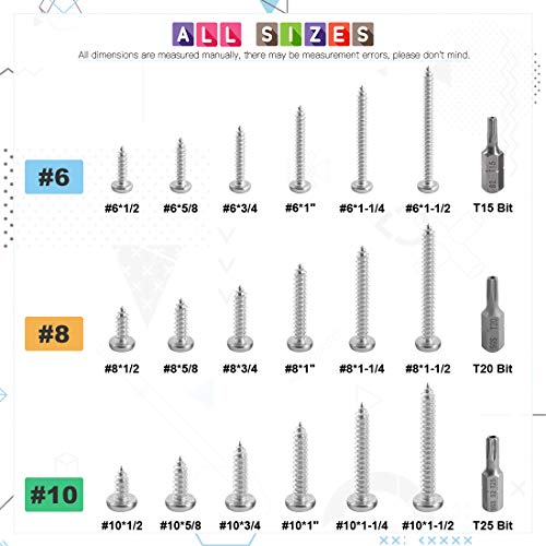 Glarks 51Pcs #10 X 1'' Button Head Torx Security Stainless Steel Screws Tamper Resistant Sheet Metal Screws With T25 Bit Set thumb #6