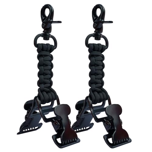 KUNN Double End Tactical Glove Clips Work Glove Holders Hardhat Holder for Heavy Duty Belt,Outdoor Backpack,Gifts for Firefighter & Police,Black, 2Pcs