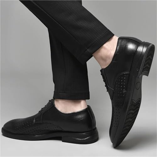 Men's Leather Oxfords Shoes Lace-Up Large Size Comfortable Dress Shoes for Work and Wedding2