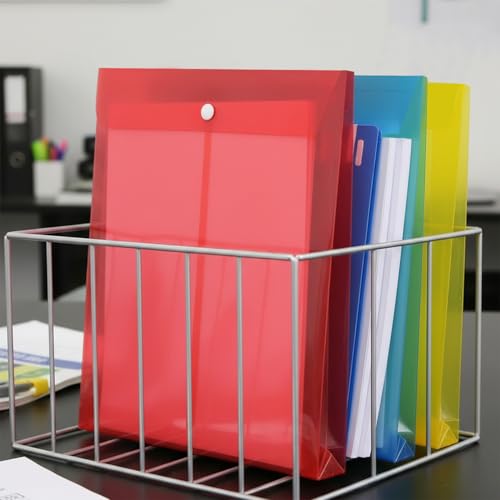 Image of Shuban Document File Folders with Snap Button Closure, Waterproof Plastic Envelope Pouches for Letter /A4 Size Paper, Assorted Transparent Colors (Style-8-Plain Transparent Folder-6Pcs-Mix Color)