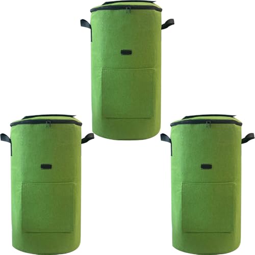 Jingshihaisu コンポスト コンポストバッグ 不織布 堆肥化容器 肥料バッグ 砂土 雑草 落ち葉 生ゴミ 肥料 たい肥 屋外 堆肥 脱臭 園芸用 大容量 環境に良い 再利用可能 家庭用 (19L: 直径28cm×高さ33cm,B-3個入り) [並