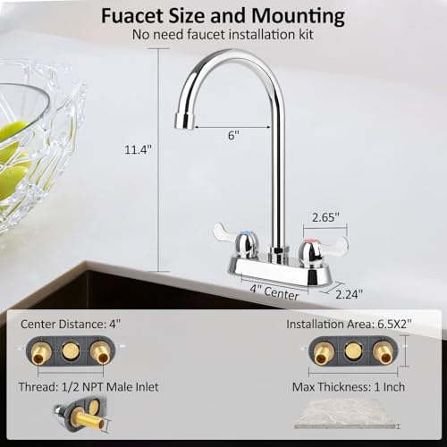 Robinet d'évier utilitaire à double levier et bec orientable 15,2 cm
