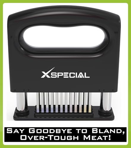 Image of XSpecial Mini-Deluxe Meat Tenderizer 48 Blade Stainless Steel - Kitchen Cooking Gadgets Tools with Ultra Sharp Needle That Makes Steak & Chicken Tender - No More Hammer, Meat Pounder Or Mallet