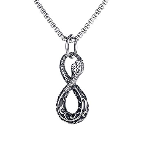 Punk Stainless Steel Animal Python Pendant Snake Necklace