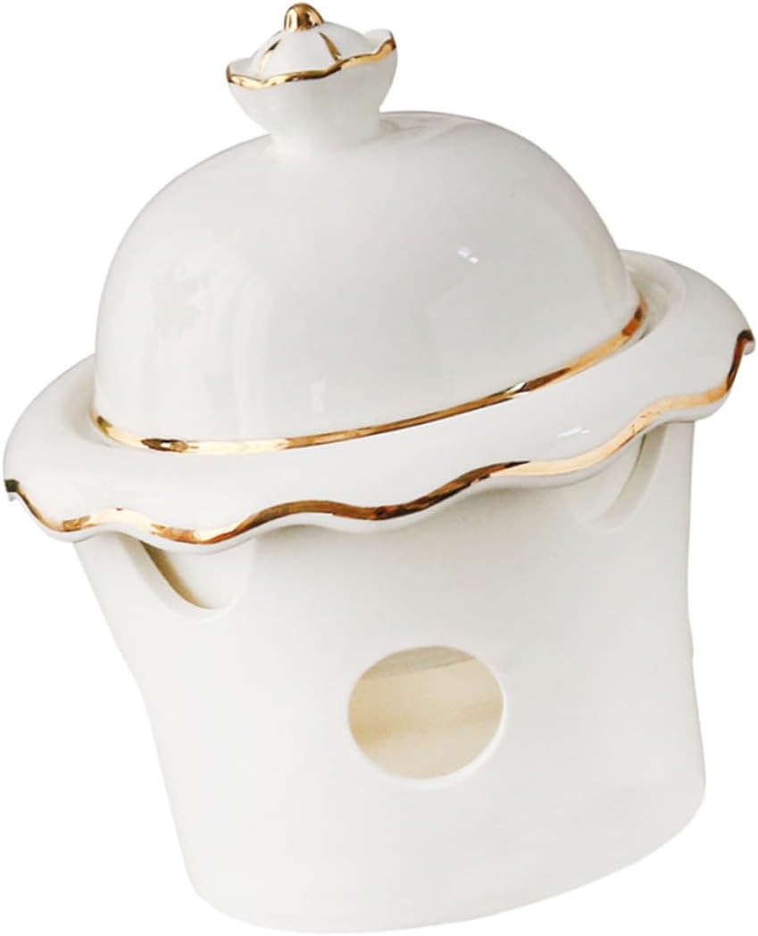 Elegant Ceramic Dessert Bowl Lid 200ml fin and Cubilose Heating Bowl for Steamed Eggs and Sweet Soups for Home and Kitchen Use