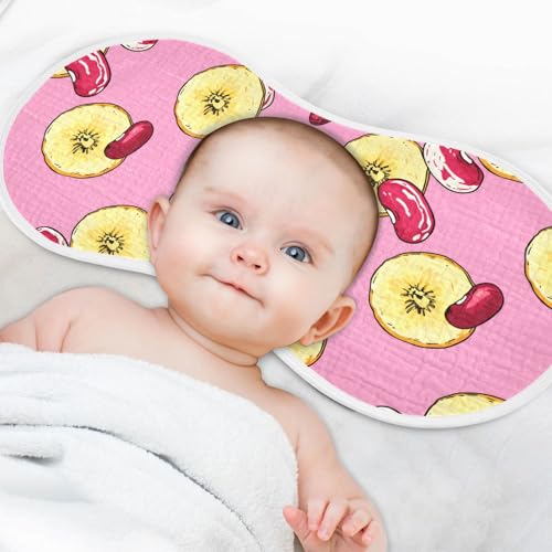 J JOYSAY Banana Bean Pink Baby Burp Cloths for Boys Girls Large 22''x11'' Cotton 4 Layer Baby Bibs for Baby Sensitive Skin one sizex14
