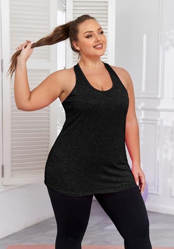 Image of ForHailey Women's Plus Size Cross Back Workout Tank Tops Athletic Shirts
