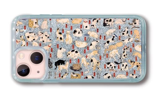 【グリッター】 iPhone15互換 スマホケース 歌川国芳 ☆世界の名画☆ 金魚 猫 がしゃどくろ ドクロ 骸骨 浮世絵 和 和風 日本画 名画 アート 芸術(其のまま地口 猫飼好五十三疋)