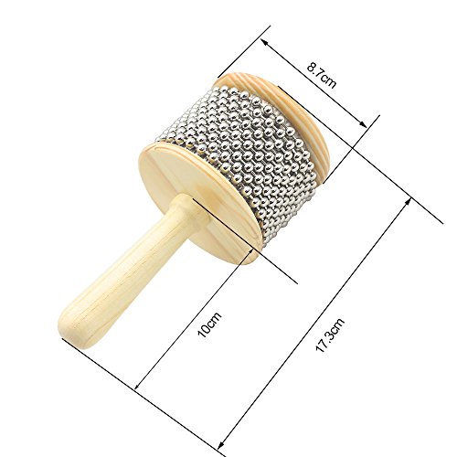 ammoon Wooden Cabasa Percussion Band Student Children Kid Instrument Pop Hand Shaker