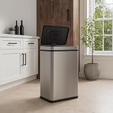 Well Home kosz na śmieci 70 l metaliczny kolor ze stali nierdzewnej z automatycznym czujnikiem i filtrem przeciwzapachowym H. 78 cm