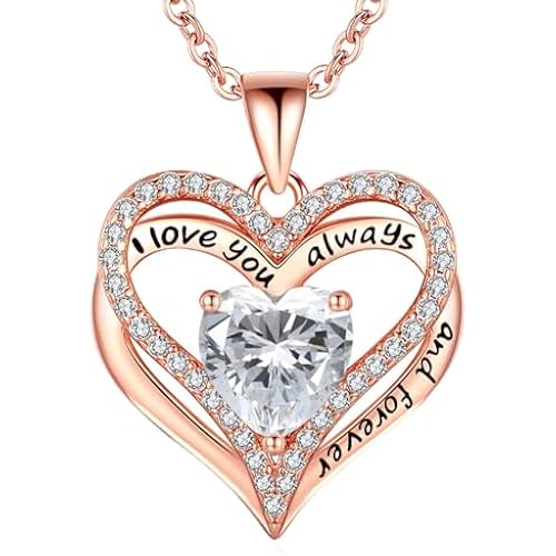 S925 Sterling Silver Necklace for Women, Wife Jewelry Rose Gold, Mom Birthday Valentines Mothers Day Gifts, Girlfriend Necklaces, Daughter Heart Jewel, Anniversary for Her