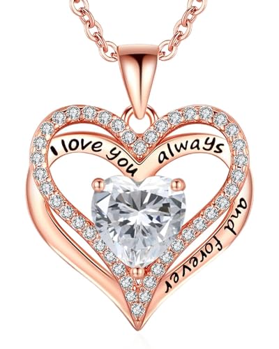 S925 Sterling Silver Necklace for Women, Jewelry for Wife Girlfriend Anniversary, Mother Gifts Necklaces, Daughter Heart Love Jewel, Gift for Her Birthday, Apr